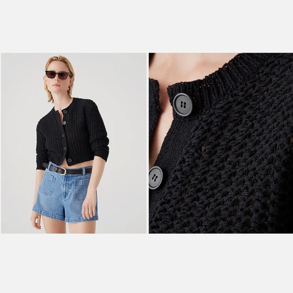 J.Crew Cropped Cardigan sweater in Textured Pointelle sz L NWOT - Picture 1 of 8